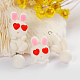 Argile polymère belle main de conception de lapin mignon balancent boucles d'oreille EJEW-F0070-13-3