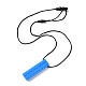 ビルディングブロック食品グレードのシリコーンペンダント臼歯スティック看護ネックレス  チーターのための咀嚼ビーズ  ブルー  425~791x1.5mm  ペンダント：71.5x19.5x12.5mm SIL-Z004-01D-1