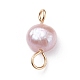 Natural Cultured Freshwater Pearl Connector Charms PALLOY-JF01394-01-3