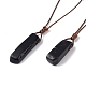 Natural Obsidian Nugget Pendant Necklace with Waxed Cord for Women NJEW-F306-01D-1