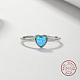 Anillo de dedo corazón de ópalo sintético azul cielo claro FM4105-3-3