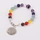 Многоцветные драгоценный камень чакра шарм браслеты BJEW-JB01691-05-1