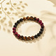 Set di 4 braccialetti elasticizzati con perline rotonde in 4 colori di occhio di tigre naturale e agata nera (tinta). BJEW-JB08086-4