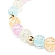 Candy Color Round Beaded Stretch Bracelet with Heart Unicorn Charm for Women X-BJEW-JB07636-04-6