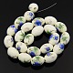 Handmade Flower Printed Porcelain Oval Beads Strands PORC-L005-B-11-2