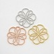 Flower Brass Micro Pave Clear Cubic Zirconia Cabochons ZIRC-P001-14-1