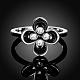 Real Platinum Plated Tin Alloy Czech Rhinestone Flower Rings for Women RJEW-BB03321-7C-2
