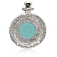 Antique Silver Plated Flat Round Alloy Synthetic Turquoise Chandelier Components Links PALLOY-J183A-01AS-2