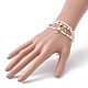 4Pcs 4 Style Glass & Brass Moon & Star Braided Bead Bracelets Set BJEW-JB09640-6