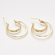 Brass Triple Hoop Earrings KK-T038-579G-NF-2