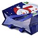 クリスマステーマラミネート不織布防水バッグ  ヘビーデューティストレージ再利用可能なショッピングバッグ  ハンドル付き長方形  ダークブルー  雪だるま模様  26.8x12.2x28.7cm ABAG-B005-01B-02-3