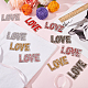 12 個 6 色バレンタインデーのテーマワード愛ホットフィックスラインストーン  マスクと衣装のアクセサリー  ミシンクラフト装飾  ミックスカラー  40x85x2.5mm  2個/カラー PATC-FG0001-69-4