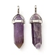 2Pcs Natural Amethyst Double Terminated Pointed Pendants G-YW0002-05B-2