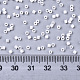 ガラスシードビーズ  機械刺繍に適合  不透明色の光沢  ラウンド  ホワイト  2x1.5mm  穴：1mm  約30000個/袋 SEED-S042-03B-03-4