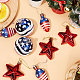Ornamenti in plastica a forma di sfera e stella e lampadina a tema del giorno dell'indipendenza DIY-WH0401-13-3