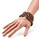 Natural Wenge Wood Beads Stretch Bracelet for Men Women BJEW-JB06909-3