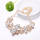 Les femmes de la mode des bijoux zinc colliers en verre d'alliage strass fleur bib déclaration choker collier NJEW-BB15155-B-7