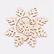 未染色の木製ペンダント  スノーフレーク  クリスマスのテーマ  アンティークホワイト  100x97x3mm  穴：2.5mm WOOD-K005-08-2