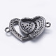 Brass Micro Pave Cubic Zirconia Heart To Heart Links ZIRC-L071-12-3