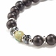 Bracelet extensible en perles rondes en hématite synthétique et bois naturel et jaspe impérial (teint) BJEW-JB07924-4