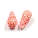 Craved Flower Teardrop Dyed Synthetical Coral Beads CORA-P001-12-50mm-2