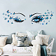 Superdant ojos azules calcomanía de pared mariposa vinilo calcomanías de pared pelar y pegar decoración de pared arte de la pared para la decoración de la sala de estar del dormitorio 39 × 80 cm DIY-WH0228-720-3