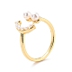 Smiling Face Imitation Pearl Cuff Ring for Women RJEW-C004-28-RS-3