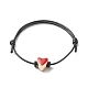 Bracciale con cordino regolabile con perline smaltate acriliche a cuore per ragazze adolescenti BJEW-JB07049-4