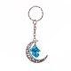 Porte-clés pendentif en alliage lune et lune avec puces de pierres précieuses naturelles et synthétiques KEYC-JKC00465-2