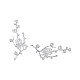 中国風の合金ラインストーンのセッティング  梅の花の枝  銀  0.8~1ミリメートルラインストーンのために合う。65x27.5x7ミリメートル PALLOY-F212-11-S-5