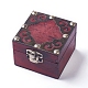 木のアクセサリー箱  フロントクラスプ付き  芸術趣味や家庭用ストレージ用  長方形  暗赤色  7.8x6.9x5.3cm AJEW-WH0105-97B-1