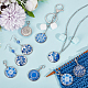 NBEADS 24 Pcs Glass Flat Round with Blue and White Porcelain Pattern Stitch Markers HJEW-PH01782-4