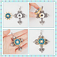Nbeads 8pcs 8 style alliage strass accrocher snap base pendentifs FIND-NB0003-52-3