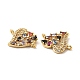 Brass Micro Pave Cubic Zirconia Connector Charms KK-H441-58G-3