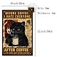 Creatcabin Blechschild „Cat Coffee“ AJEW-WH0157-509-2