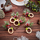 クリスマスのテーマ木製ナプキンリング  プラスチックパーツのある松果体  パーティーの結婚式の宴会の夕食の装飾のため  ファイヤーブリック  100x75x34mm AJEW-WH0261-91-5