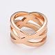 Real Rose Gold Plated Tin Alloy Czech Rhinestone Hollow Wide Band Rings For Women RJEW-BB09730-6RG-4