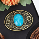 Gorgecraft botones de piedra turquesa 90 × 66 mm hebillas de cinturón hombres vaquero occidental americano elementos indios hebilla de cinturón turquesa vintage ovalada con flor para cinturón de hombre PALLOY-WH0104-06AB-4