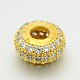 Brass Micro Pave Cubic Zirconia Large Hole European Beads ZIRC-M040-09-RS-2