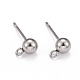 40Pcs 4 Styles 202 Stainless Steel Ball Stud Earring Findings STAS-LS0001-13P-4