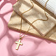 Natural Shell Cross Pendant Necklace with 304 Stainless Steel Chains NJEW-JN04435-5
