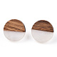 Плоские круглые серьги-гвоздики из смолы и орехового дерева с 304 штифтом из нержавеющей стали для женщин EJEW-TADZ001-02B-2