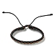 6Pcs 6 Style Adjustable Braided Imitation Leather Cord Bracelet Set with Waxed Cord for Men BJEW-F458-08-3