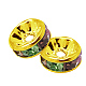 Rondelle Golden Brass Grade A Rhinestone Spacer Beads RB-F016-01G-NF-1