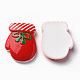 オペーク樹脂カボション  クリスマスのスタイル  手袋  レッド  20.5x15.5x4.5mm CRES-N021-96-2