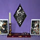 カスタム合板振り子ボード  壁掛け飾り  魔術ウィッカ祭壇用品用  タロットのテーマ 模様を持つ菱形  ブラック  300x170x6mm  3スタイル  1個/スタイル  3個/セット AJEW-WH0249-013-4