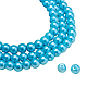 PandaHall 1 Box Environmental Dyed Glass Pearl Beads Round Glass Pearl Sky Blue Beads Pearlized Charms for Jewelry Making HY-BC0001-6mm-RB024-5