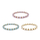 3 Stück 3-farbige natürliche Malaysien-Jade (gefärbt) und legierte Gänseblümchen-Perlen-Stretch-Armbänder für Frauen BJEW-JB08856-1