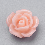Cabuchones de resina, flor color de rosa, salmón claro, 10x5 mm, abajo: 7~8 mm