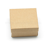 Karton Papier Schmuck Set Boxen, Für Ring, Halskette, mit schwarzem Schwamm innen, Viereck, Bräune, 7x7x3.5 cm